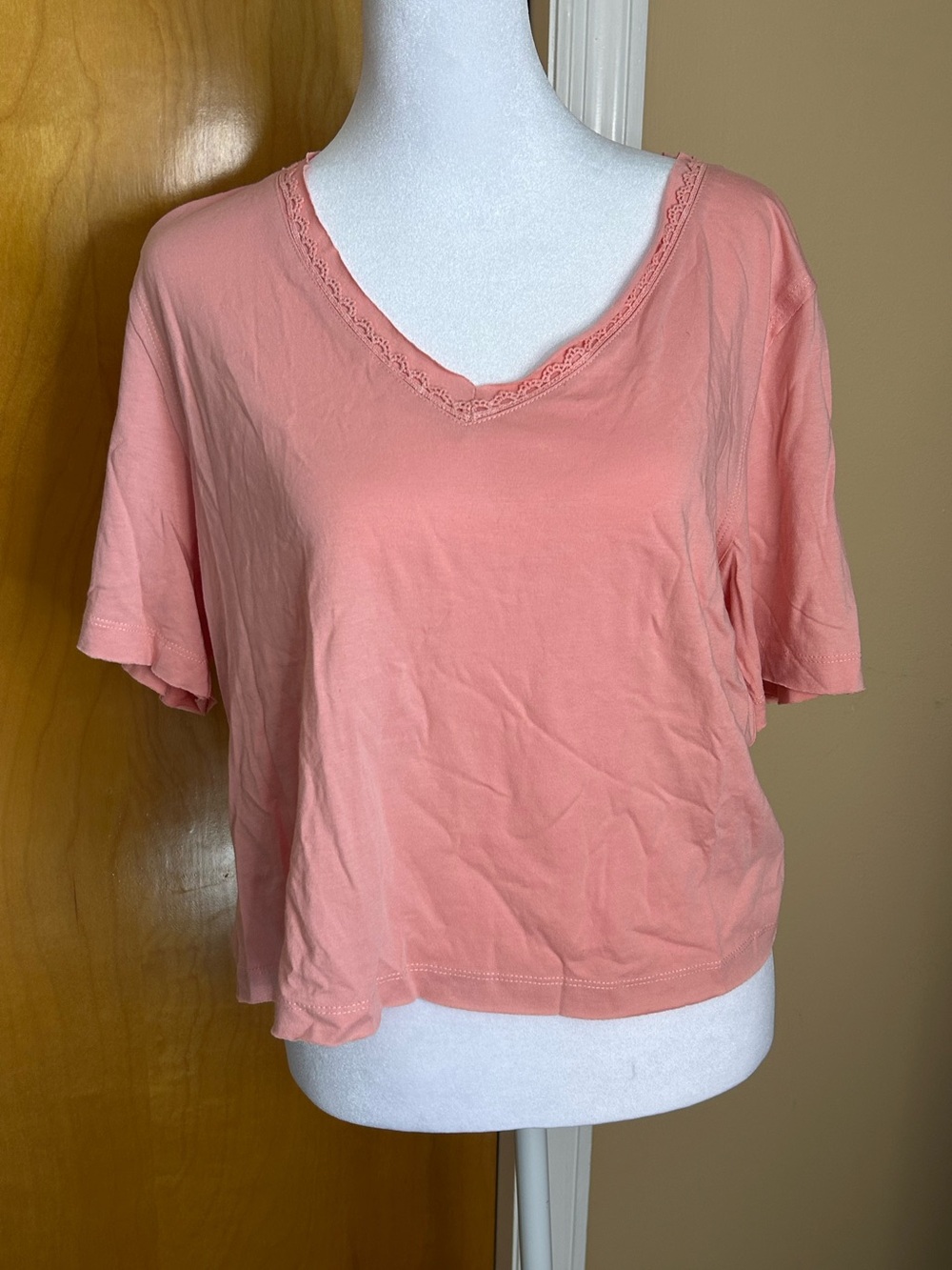 BP Peach Lace Accent Crop Top